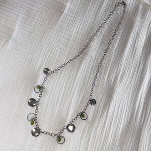 Elegant Silver and Green Charm Necklace